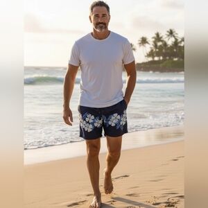 Mens Bathing Suit Trunks By Penman Light Weight Quick Dry L